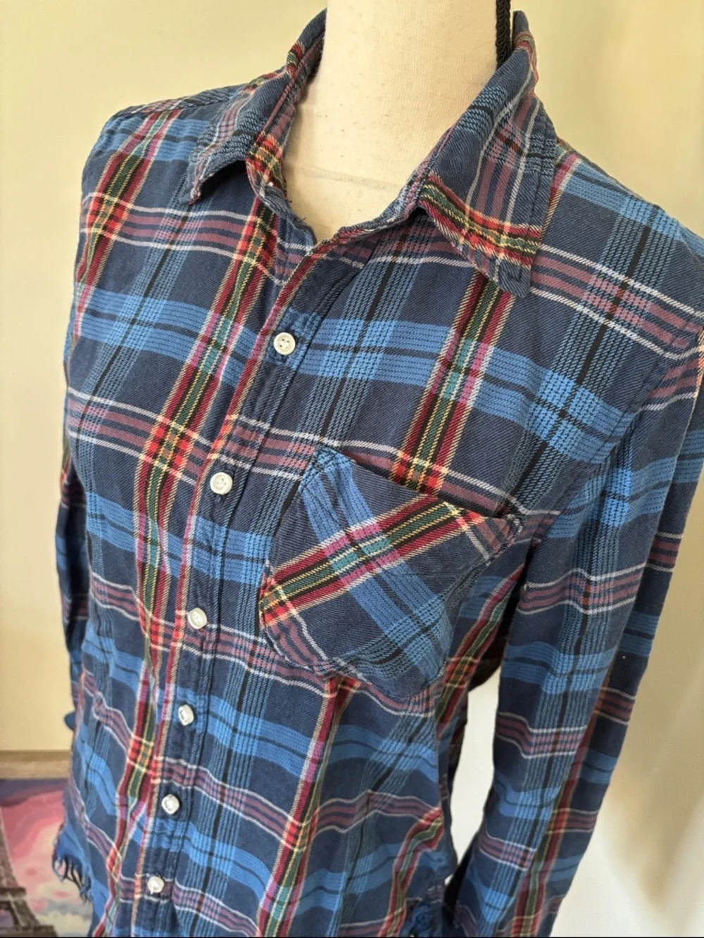 NSF Blue Plaid Casual Button-Down Shirt - Picture 2 of 5